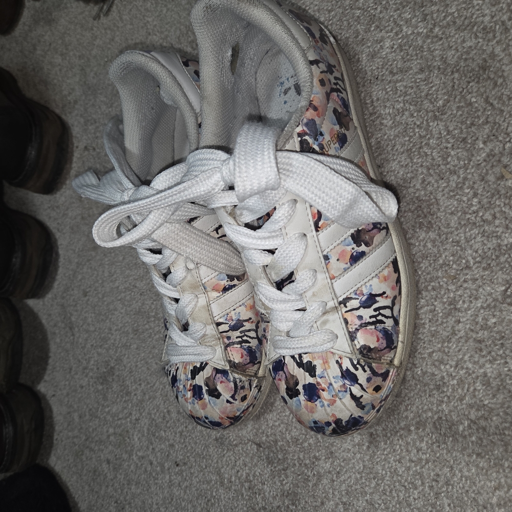 Womens Adidas Watercolor Superstar Tennis Shoes